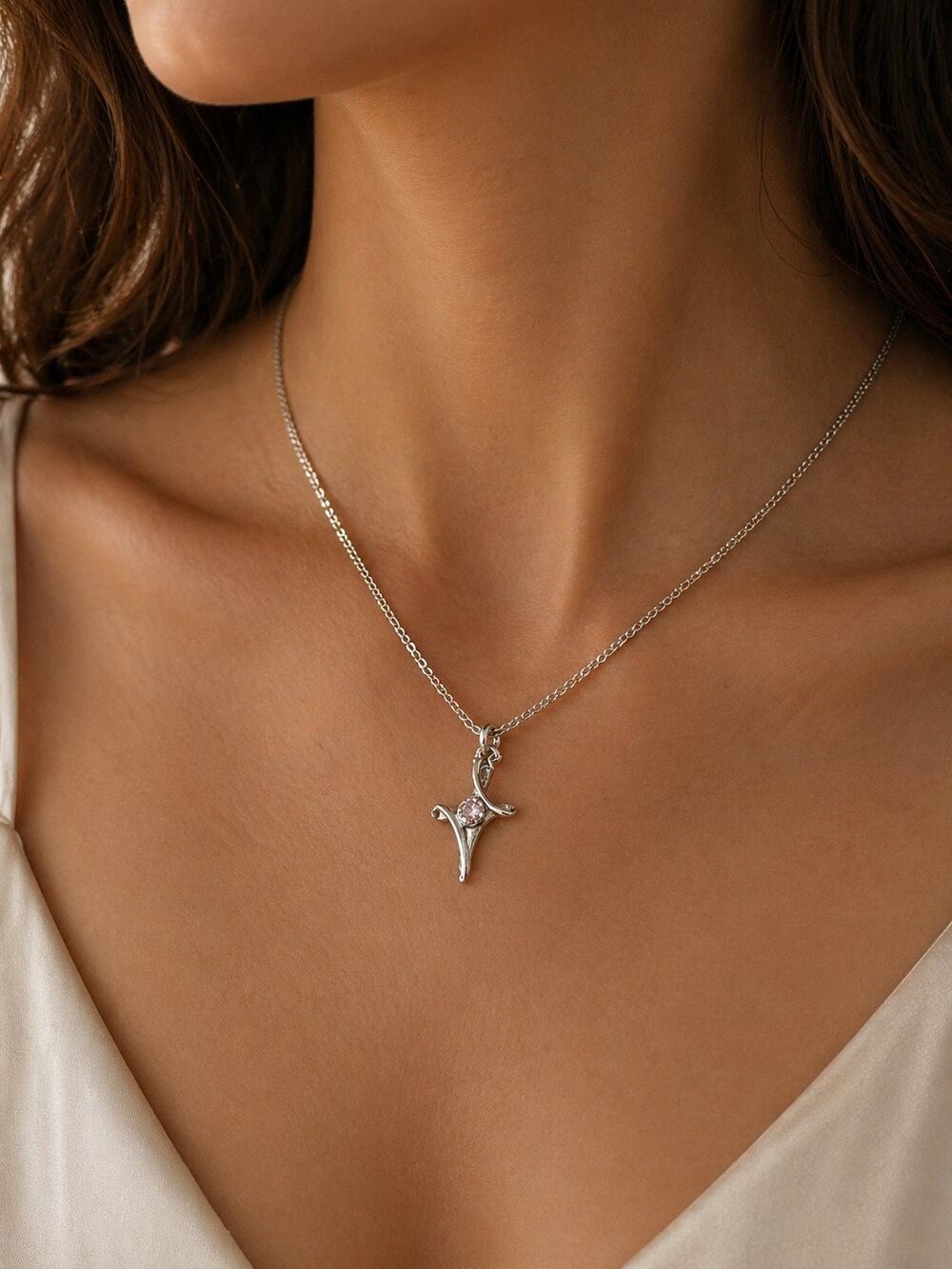 BOGO FREE SILVRR CROSS STONE NECKLACE